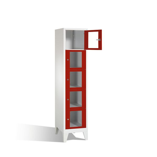 C+P lockerkast Classic, H1850xB420xD500mm, kleur: lichtgrijs/robijnrood, 8010A125 S10001