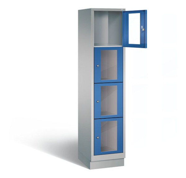C+P lockerkast Classic, H1800xB420xD500mm, kleur: wit aluminium / gentiaanblauw, 8020A124 S10013