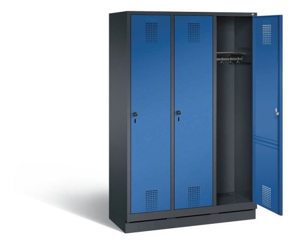 C+P garderobe Evolo, H1800xB1200xD500mm, kleur: zwartgrijs / gentiaanblauw, 48020-32 S10073