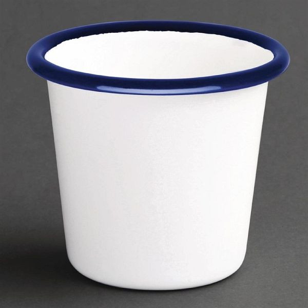 Olympia geëmailleerde sausbekers wit-blauw 11.4cl, VE: 6 stuks, DC383
