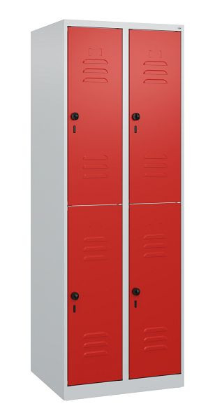 C+P Doppelstöckiger Spind Classic PLUS, 2 Abteile, 1700x600x500mm, 7035/3020, Drehriegel, 0803007-20 S10002