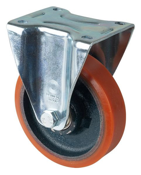 BS rollen transportrol, vaste rol, wielbreedte 30 mm, wiel-Ø 125 mm, draagvermogen 200 kg, gegoten polyurethaan 95 Shore A, gegoten, kogellager, LS410.C10.125