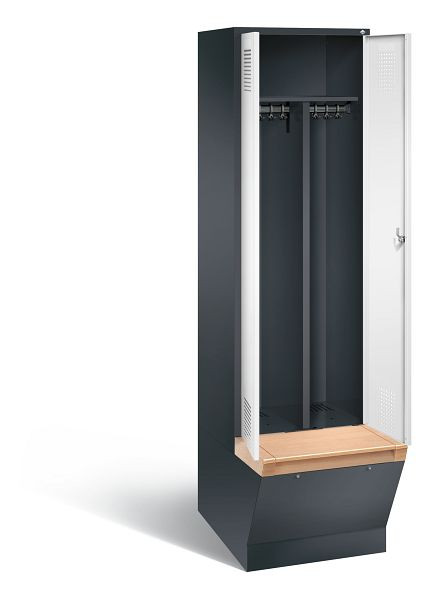 C+P zwart wit locker Evolo, H2090xW610xD815mm, kleur: zwart grijs / verkeerswit, 48056-20 S10315