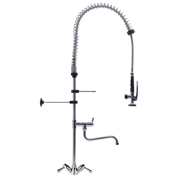 Gastro-Inox monoblock voorwasdouche voorzien van draaihendels en een zwenkkraan, 1200mm, high performance, 402.106