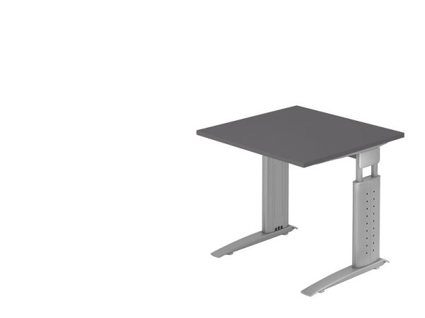 Hammerbacher bureau C-poot 80x80cm grafiet/zilver, werkhoogte 68-86 cm verstelbaar, VUS08/G/S