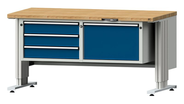 ANKE werkbanken werktafel LIFT met onderstel breed, model 803 VL, 1500 x 800 x 740-1140 mm, RAL 7035/5010, BMP 40 mm, 405.502
