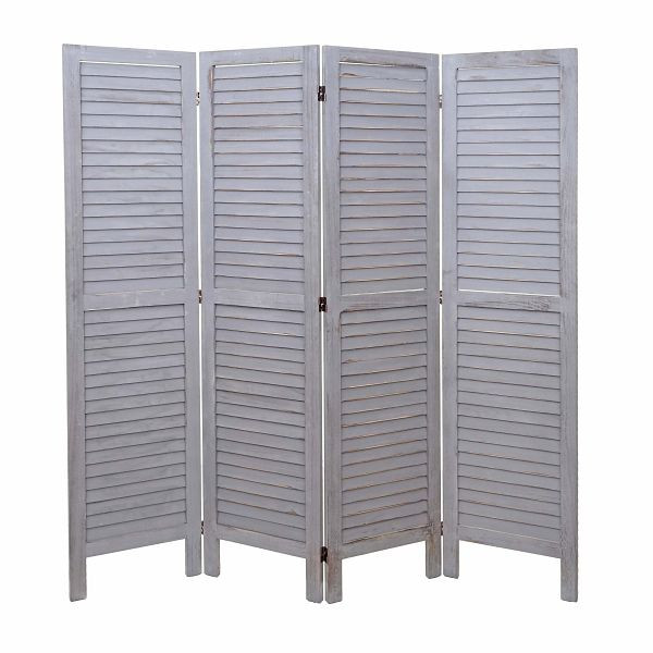 Mendler Paravent HWC-G30, scheidingswand, room divider, shabby look 170x162cm, grijs, 67524