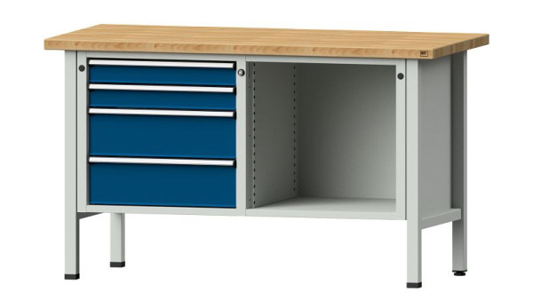 ANKE werkbanken kistwerkbank, model 134 V, 1500 x 700 x 890 mm, RAL 7035/5010, BMP 40 mm, 305.033