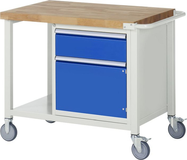 RAU verrijdbare werkbank serie 8000, 1 x lade, 1x draaideur, plank, 1000x880x700 mm, 05-8152A6-107B4S.11