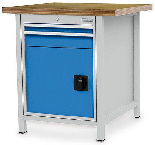Bedrunka + Hirth box werkbank, diepte 750 mm, R 18-24, aantal lades: 2, aantal dubbele deuren: 1 Afmetingen in mm (BxDxH): 810 x 750 x 859, 03.055.12V