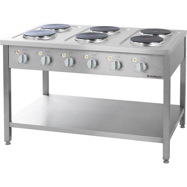 Stalgast 700 serie elektrisch fornuis - 6 platen à 2,6 kW, 1200 x 700 x 850, FS00610S