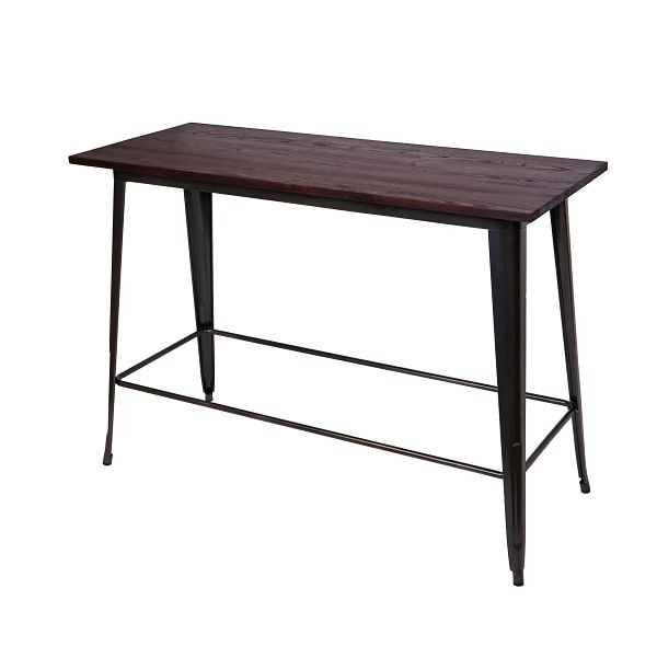 Mendler bartafel HWC-H10, hoge tafel toonbanktafel, industrieel design iepenhout 106x147x60cm vintage zwartbruin, 72494