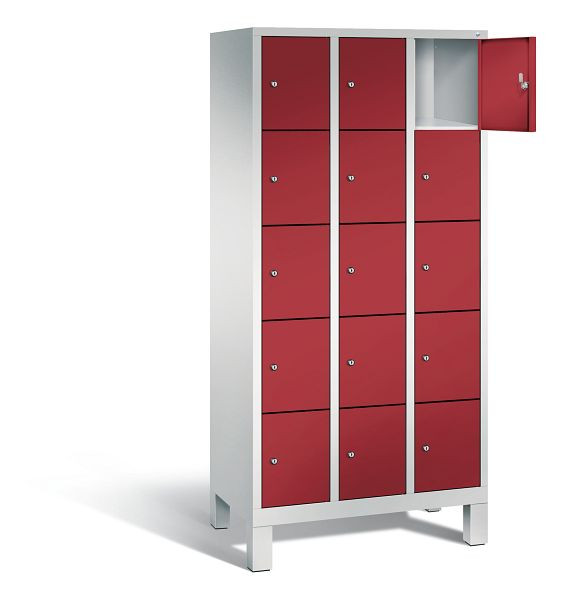 C+P lockerkast Evolo, H1850xW900xD500mm, kleur: lichtgrijs/robijnrood, 48010-305 S10071