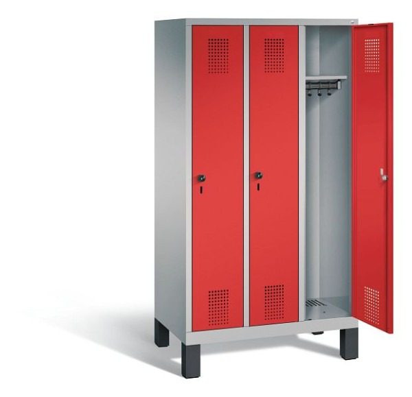 C+P schoolkluis Evolo, H1650xB900xD500mm, kleur: wit aluminium / vuurrood, 480106-30 S10033