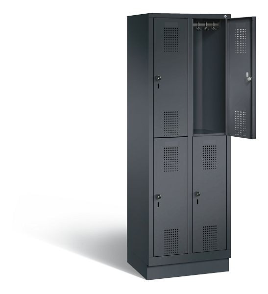 C+P locker dubbeldekker Evolo, H1800xB610xD500mm, kleur: zwart-grijs, 48320-20 S10034