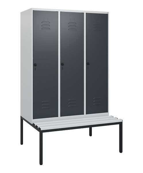 C+P luierkastje Classic PLUS, met onderbank, 3 vakken, 1950x1200x815mm, 7035/7016, draaibare sluiting, 0800505-32 S10038