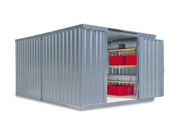 FLADAFI materiaalcontainer, combinatie MC 1340, verzinkt, gedemonteerd, met houten vloer, 3.050 x 4.340 x 2.150 mm