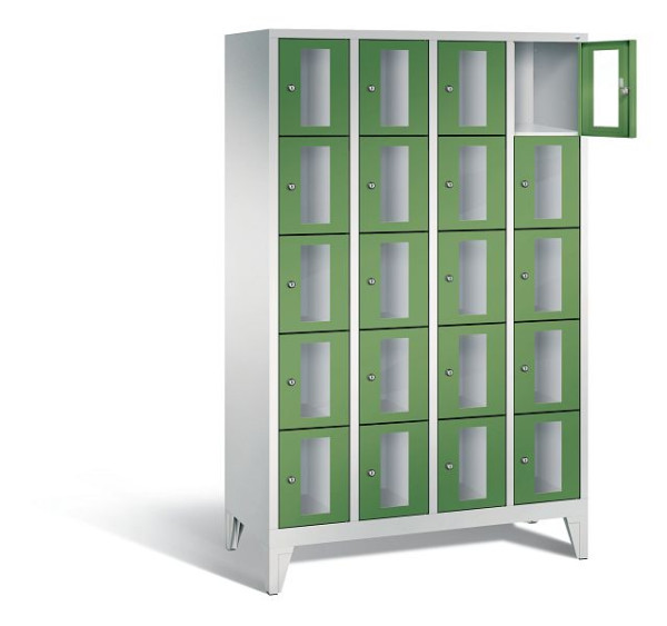 C+P lockerkast Classic, H1850xB1190xD500mm, kleur: lichtgrijs / reseda groen, 8010A405 S10004