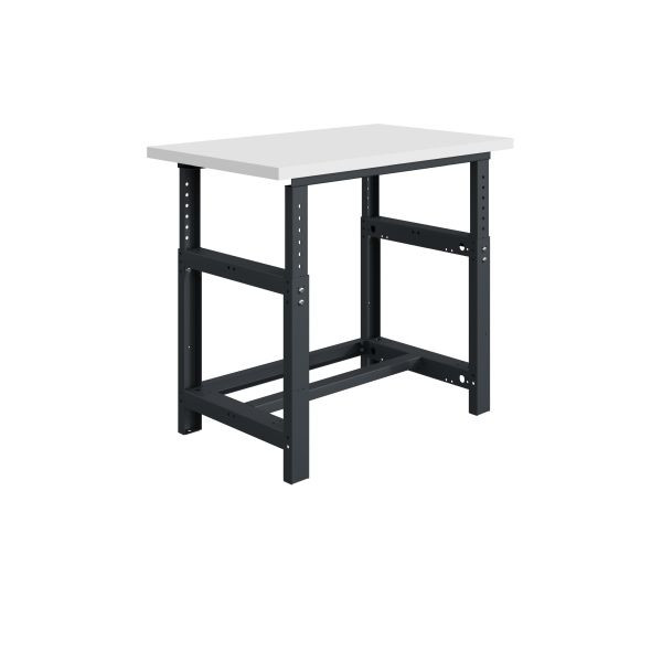 SOFAME SI werkbank, mechanisch in hoogte verstelbaar, 1200 x 750 x 770 tot 1050 mm, RESITOP laminaat werkblad 30 mm, antracietgrijs RAL 7016, W010010237GA