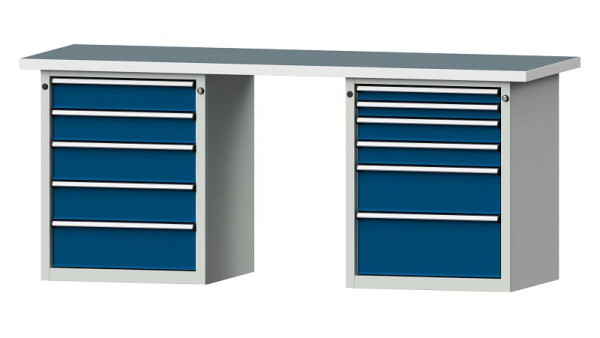 ANKE werkbanken combinatie werkbank, model 841 V, 2000 x 700 x 840 mm, RAL 7035/5010, UBP 40 mm, 415.120