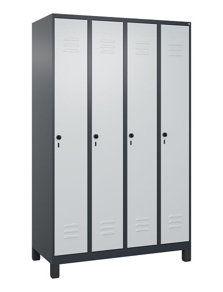 C+P luierkluis Classic PLUS met middenwand, voeten, 4 vakken, 1950x1200x500mm, 7016/7035, veiligheidsdraaigrendel, 080010-40F S10013