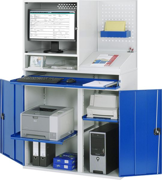 RAU computerkast - model 67, B1100xD520xH1770mm, monitorbehuizing B650 x D520 x H710mm, middensteun voor het verdelen van de inbouwbreedte, 07-1100T-M67-MG5.11