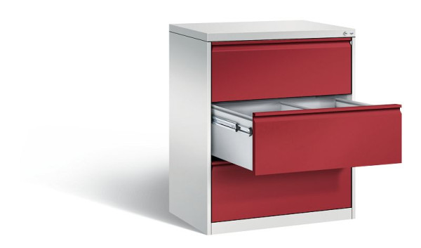 C+P hangarchiefkast Acurado, H1045xW787xD590mm, kleur: lichtgrijs/robijnrood, handgreep, 12923-312 S10006