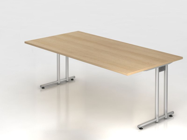 Hammerbacher bureau C-poot 200x100cm eiken/zilver, werkhoogte 72 cm, VNS2E/E/S