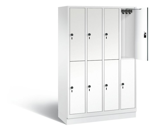 C+P locker 2-laags Evolo, H1800xB1190xD500mm, kleur: verkeerswit / decor wit, 48320-40 S10780