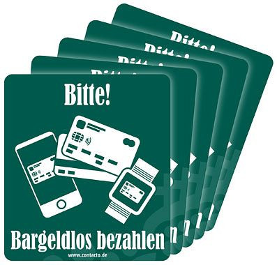 Contacto Schild ''Bargeldlos zahlen'', selbstklebend, 9 cm, VE: 5 Stück, 7594/509