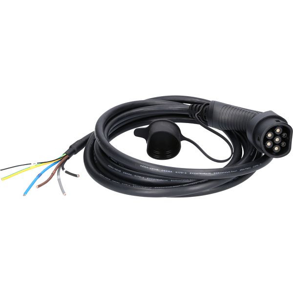 KS Tools laadkabel, recht, open uiteinde / type 2 22 kw, 400 v, 32 a, 5 meter, 117.7245