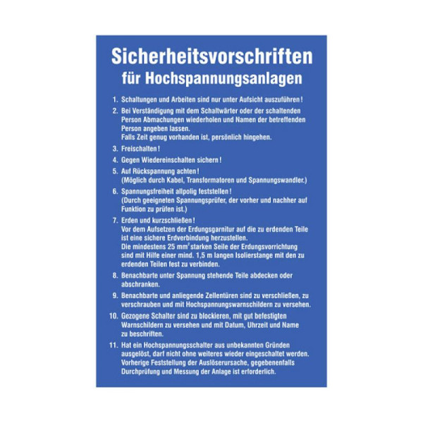 Stein HGS HGS veiligheidsmededeling, veiligheidsvoorschriften voor hoogspanningssystemen, 43.2954