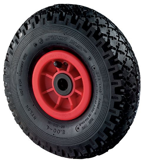 BS Rollen luchtwiel, wielbreedte 65 mm, wiel-Ø 220 mm, draagvermogen 100 kg, loopvlak zwart rubber, wiellichaam kunststof, rollager, D15.230