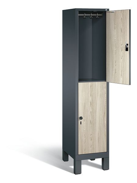 C+P locker, dubbellaags Evolo, H1850xB420xD500mm, kleur: antracietgrijs / Sen ash decor, 48310-12 S10095