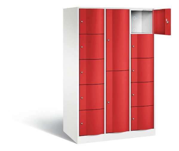 C+P combinatie lockerkast Resisto, H1950xB1148xD640mm, kleur: verkeerswit / vuurrood, 8070-3731 S10026