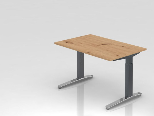 Hammerbacher bureau XB12, 120 x 80 cm, blad: knoestig eiken, 25 mm dik, 2 mm ABS rand, rechthoekige vorm, gepolijst, VXB12/R/GC