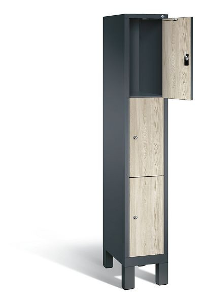 C+P lockerkast Evolo, H1850xB320xD500mm, kleur: antracietgrijs / decor Sen essen, 48010-103 S10118