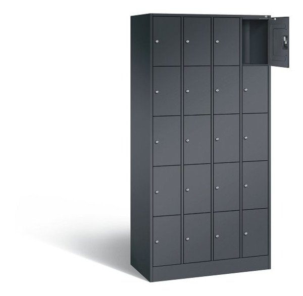 C+P lockerkast serie 8070, H1950xB900xD480mm, kleur: zwart-grijs, 80700-40 S10101