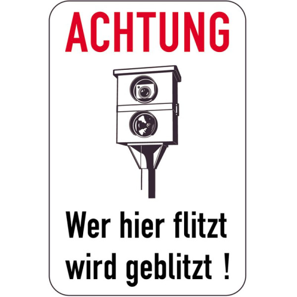 Steen HGS speciaal bord, LET OP, iedereen die hier te hard rijdt, wordt geflitst!, 400 x 600 mm, 15044