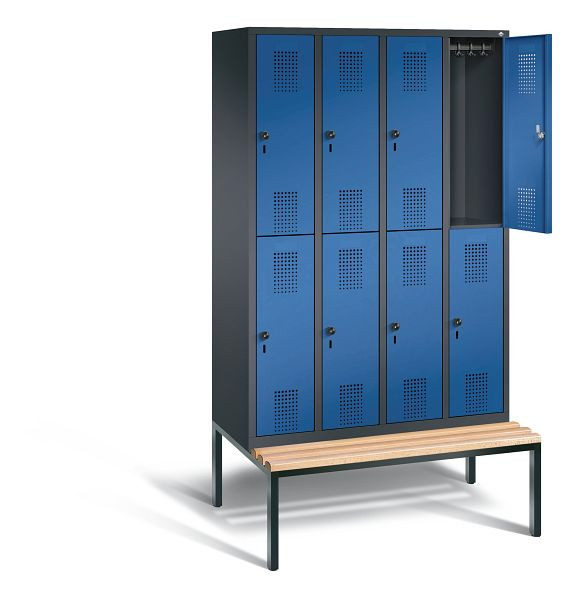 C+P locker dubbeldekker Evolo, H2090xW1190xD815mm, kleur: zwartgrijs / gentiaanblauw, 48350-40 S10243