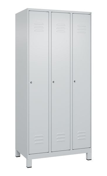 C+P luierkastje Classic PLUS met middenwand, voeten, 3 vakken, 1950x900x500mm, 7035/7035, cilindersloten, 080010-30F S10024