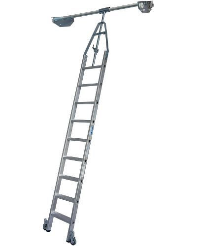 Krause trapladder, dubbele plank, aluminium, verrijdbaar, met railsysteem, 9 treden, 257512