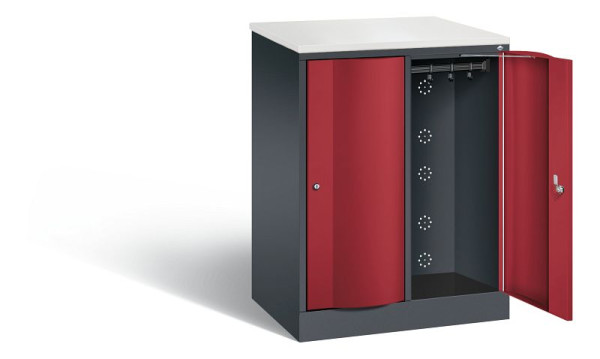 C+P garderobekast Resisto, H1077xW772xD540mm, kleur: zwartgrijs/robijnrood, 8271-272 S10053