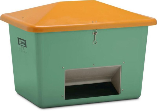 Cemo gritcontainer 700 l met uitname, groen/oranje, 10840
