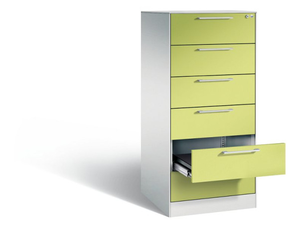 C+P archiefkast Asisto, H1310xB562xD600mm, kleur: lichtgrijs / virid groen, beugelgreep, 146224-622 S10112