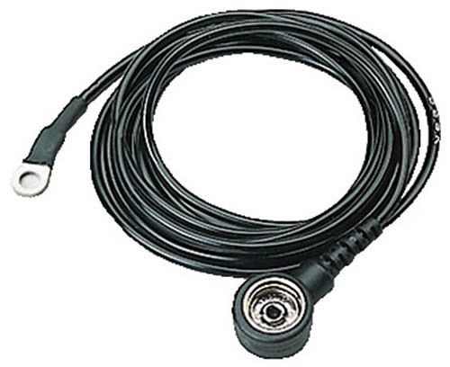 Bedrunka + Hirth aardingskabel voor tafel / vloerbedekking, 1 Mohm, veiligheidsweerstand, 10 mm drukknop / 4 mm, oogje 3 m, E07.24.07
