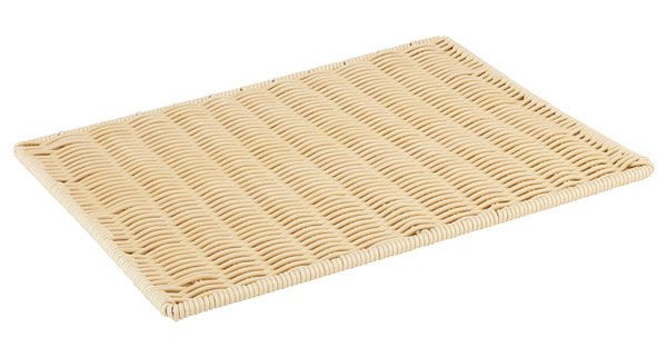APS presenteerblad, vlak, 60 x 40 cm, hoogte: 1 cm, polypropyleen, lichtbeige, met roestvrijstalen draad, bakkersmaat, 40297