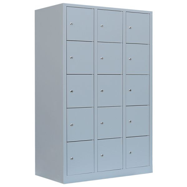 Lüllmann XL lockerkast, 3 compartimenten, 15 compartimenten, 1900 x 1185 x 450 mm, lichtgrijs, 523930