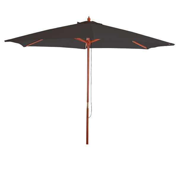 Mendler Florida parasol, tuinparasol marktparasol, Ø 3m polyester/hout, antraciet, 65357