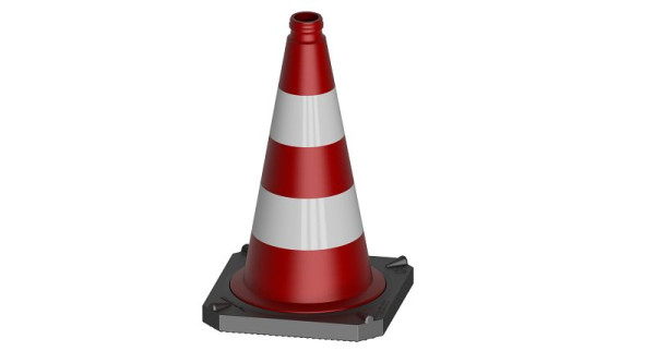 Schake verkeerskegel rood/wit 500mm, tweedelig, goede stabiliteit, stapelbaar, folie type RA2/B, 3L530RS2